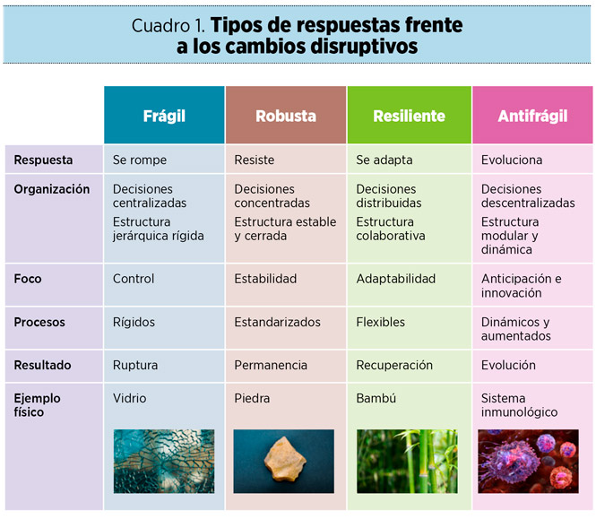 Tipos de respuestas frente a los cambios disruptivos